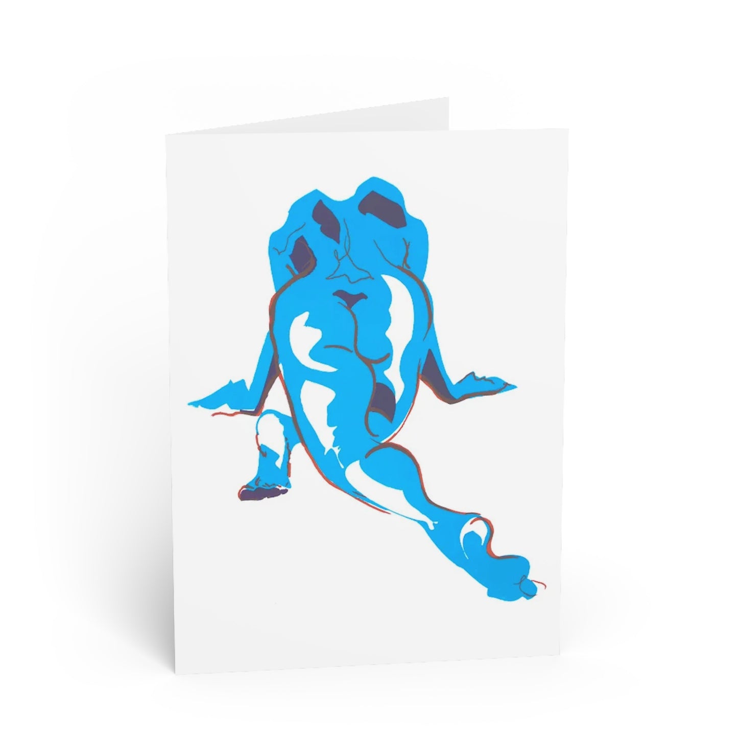 Blue Figure Art Greeting Card — Nude Pose Illustration Card for Artists & Modern Decor