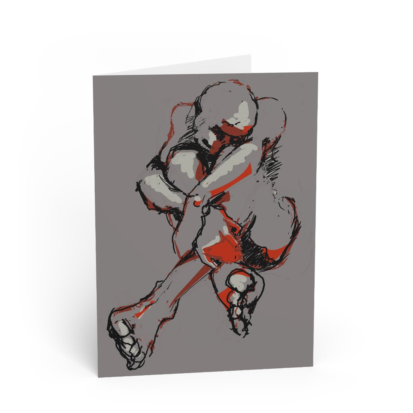 Copy of Blue Figure Art Greeting Card — Nude Pose Illustration Card for Artists & Modern Decor